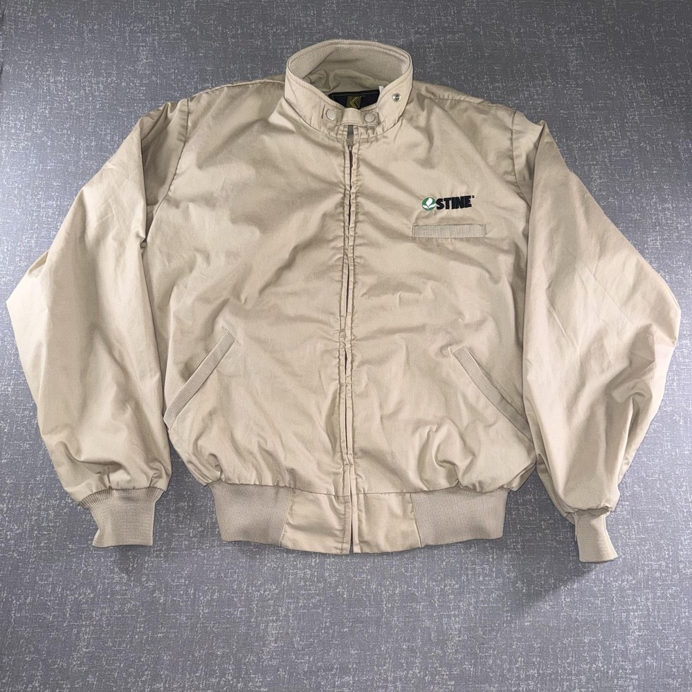 Vintage K-Products Jacket Mens XL Beige Canvas Stine Logo Bomber USA Workwear